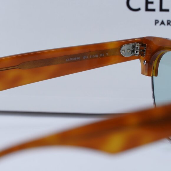 Final Price! Celine CL40059U 18N Light Havana/Blue Sunglasses - Picture 7 of 12